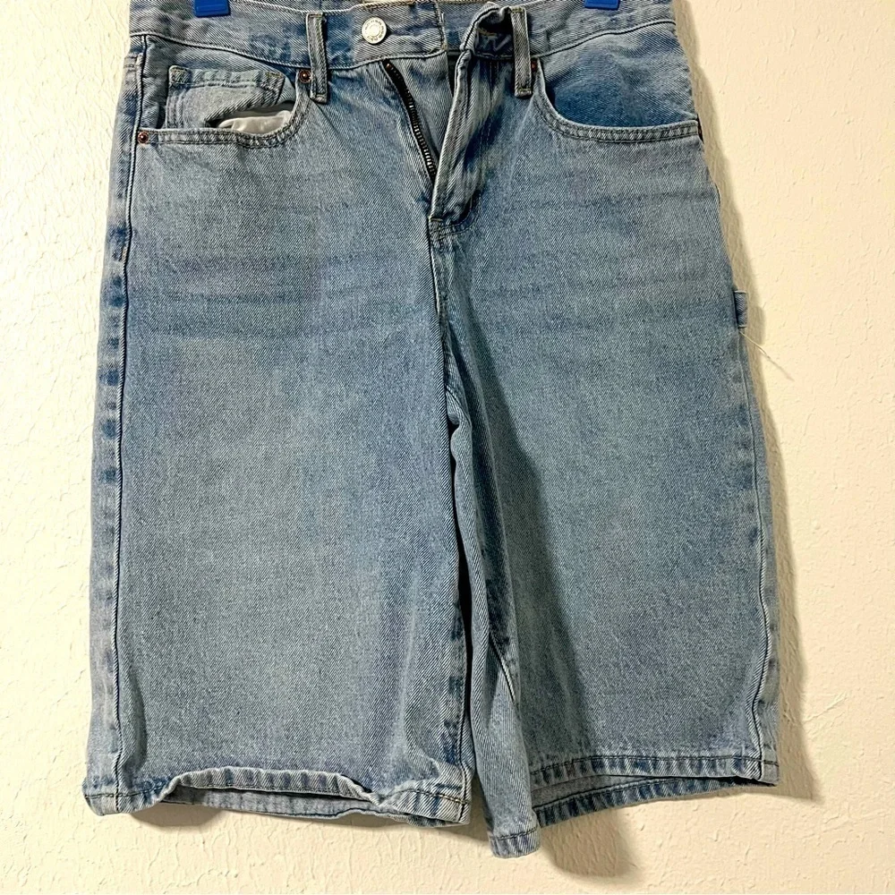 RSQ Vintage Y2K Baggy Jorts Bermuda Denim Cargo Carpenter Shorts Sz 25 EUC